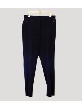Allison Daley Pants Womens 14 Navy Blue Flat Front Elastic Back Zip Pockets